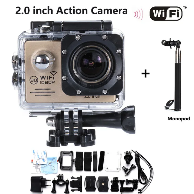 Add Extra Monopod 2.0 inch Action Camera selling styles 1080P HD Action Cam Waterproof Extreme Action Camera