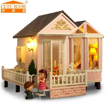 Doll House Furniture Diy Miniature Building model Wooden miniature Dollhouse Puzzle Toys for Children Birthday Christmas Gifts