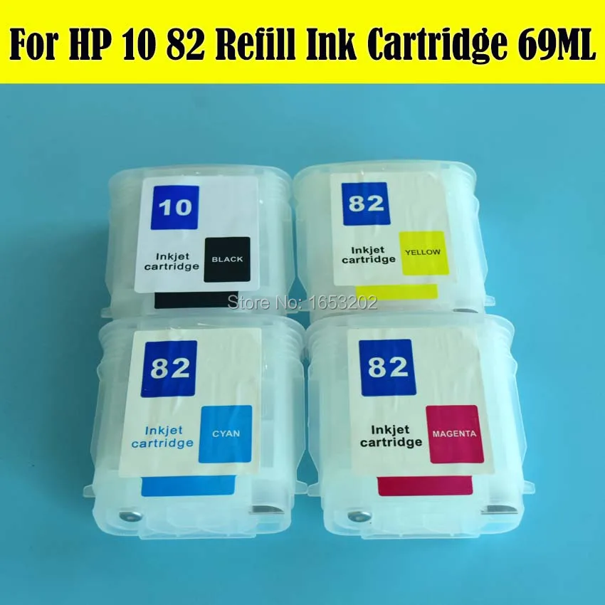 2 Set/Lot Refillable Ink Cartridge For HP 10 82 With Auto Reset Chip For HP Designjet 500 800 800ps 500ps 815 820