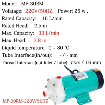 Solar Water Pump MP-30RM 50HZ 220V MagneticDrive Oil applied In Silver Recycle,wafer Manufacture,heating Exchange Machine,dyeing