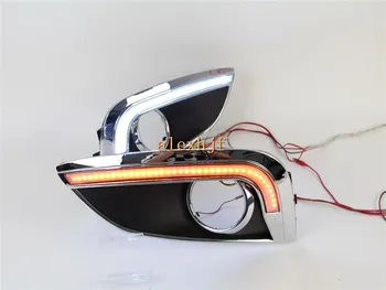 July King LED Light Guide Daytime Running Lights DRL With Yellow Turn Signal Light Case for Hyundai IX35 2011~ON 1:1 Replacement