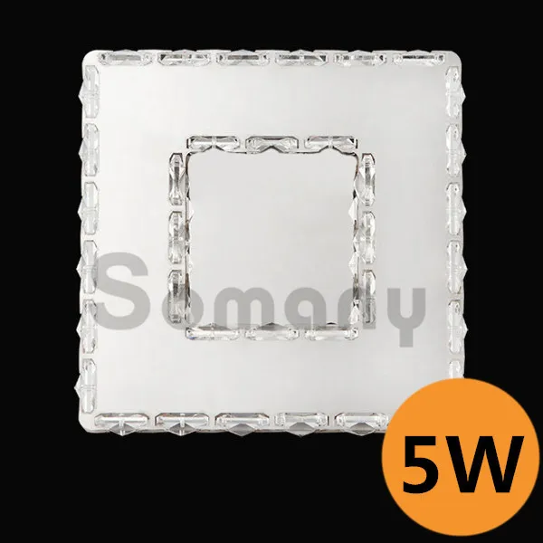 Led Lamp 5w Square White 36PCS K9 Clear Crystal Thickened Stainless Steel Wedge For Small Bedroom/Hotel Corridor Night Light