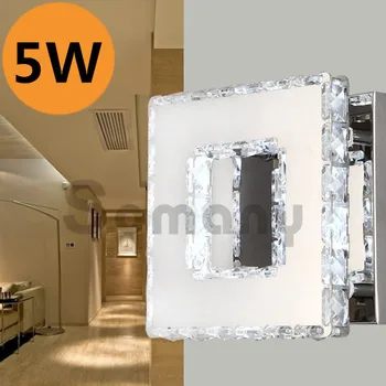 Led Lamp 5w Square White 36PCS K9 Clear Crystal Thickened Stainless Steel Wedge For Small Bedroom/Hotel Corridor Night Light