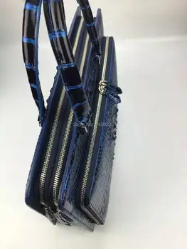 Genuine crocodile leather skin briefcase men laptop bag luxury aligator leather skin men business bag colorful Blue