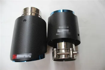 2Pcs carbon fiber coated universal car exhaust tip stainless steel Akrapovic pipe exhaust matte black 63mm 101mm
