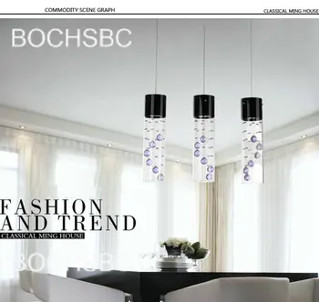 3head Modern restaurant living room crystal pendant parlor study glass lamp home lighting amber pendant lamparas colgantes