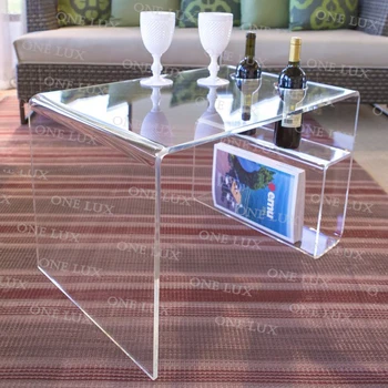 ONE LUX Acrylic coffee table with wine bottle holder,lucite magzine Tables /perspex Living room tables