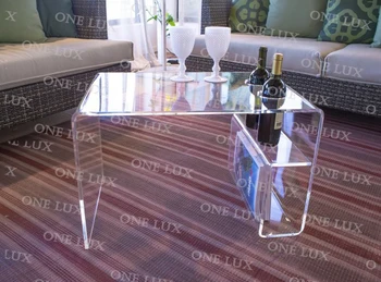 ONE LUX Acrylic coffee table with wine bottle holder,lucite magzine Tables /perspex Living room tables