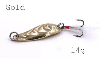 MC&LURE 2PCS Metal Sequins Fishing Lure 14g Spoon Lure Paillette Hard Baits with Feather Treble Hook Pesca Fishing Tackle