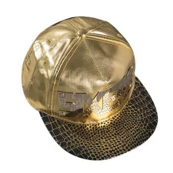 PU Leather Baseball Cap Hiphop Letter Caps Golden Color Sun Hat Fashion Hat For Men Women