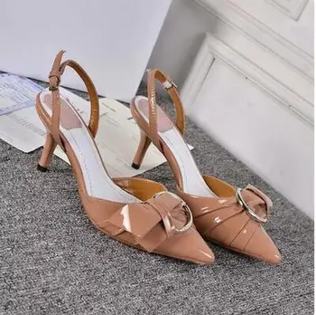 Spring brand Luxury Wedding Party Dress Shoes Women Pinted Toe Mid brand Pumps Buckle Strap Gladiator High brands