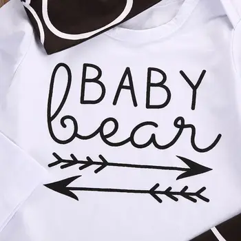 Bodysuits Long Sleeve + Long Pants Hat 3pcs Clothing Outfits Set Baby Boy Newborn Baby Girls Boys Clothes Bear Tops
