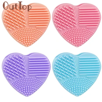 Makeup brushes1PC Silicone Fashion Heart Shape Cleaning Glove Makeup Washing Brush Scrubber Tool Cleaners Levert Dropship
