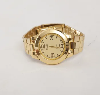 Luxury MH Brand Gold Stainless Steel Alloy Round Dial Analog Quartz Men Male Dress Business Wrist Watch Hours OP001