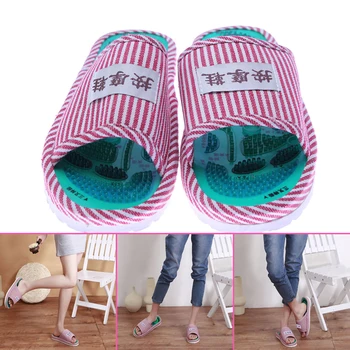 New 9.84inch Foot Acupoint Massage Shoes Foot Health Care Magnet Therapy Slippers Striped Pattern Indoor Shoes For Women Men