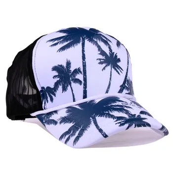 CRUOXIBB Fashion Mesh Unisex Baseball Cap Retro Women Men Caps Coconut Tree Seaside Holiday Mush Snapback Cap Men Summer Hat