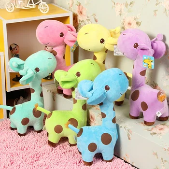 1 PC Unisex Cute Gift Plush Giraffe Soft Toy Animal Dear Doll Baby Kid Child Girls Christmas Birthday Happy Colorful Gifts