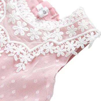 Baby Girls Lace Infant Dress Summer Pink Sleeveless Mini Vestido Mesh White Party Princess Dresses Costume