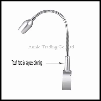 2016 New stepless dimming LED lamp wall lights 3W Silver Flexible Hose LED Modern Wall Lamp Flexible arm touch sconce luminarias