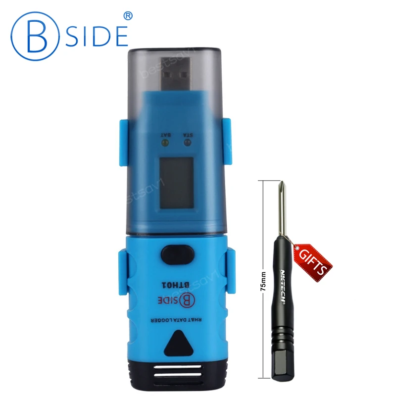 Bside BTH01 Portable Two Channel Temperature Humidity Dew Point Data Logger With LCD Display USB Interface