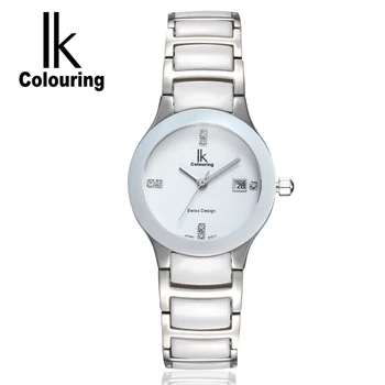 Luxury IK Women's Watch Relogio Feminino Day Quartz Crystal Ceramic Waterproof Watches Wristwatch Gift Box