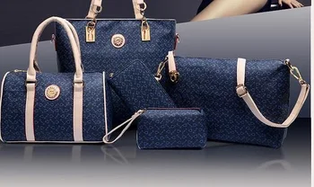 5PCS/Set Women Handbags 2016 2 Shoulder Bags+Crossbody Bags+clutch+wallet sac a main 4 colors AMB440