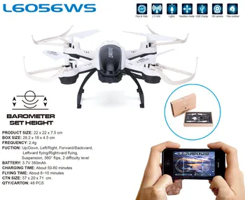 L6056 Headless Mode Mini Helicopter 2.4G 6Axis support WIFI real time transmission RC Quadcopter Drone with HD Camera