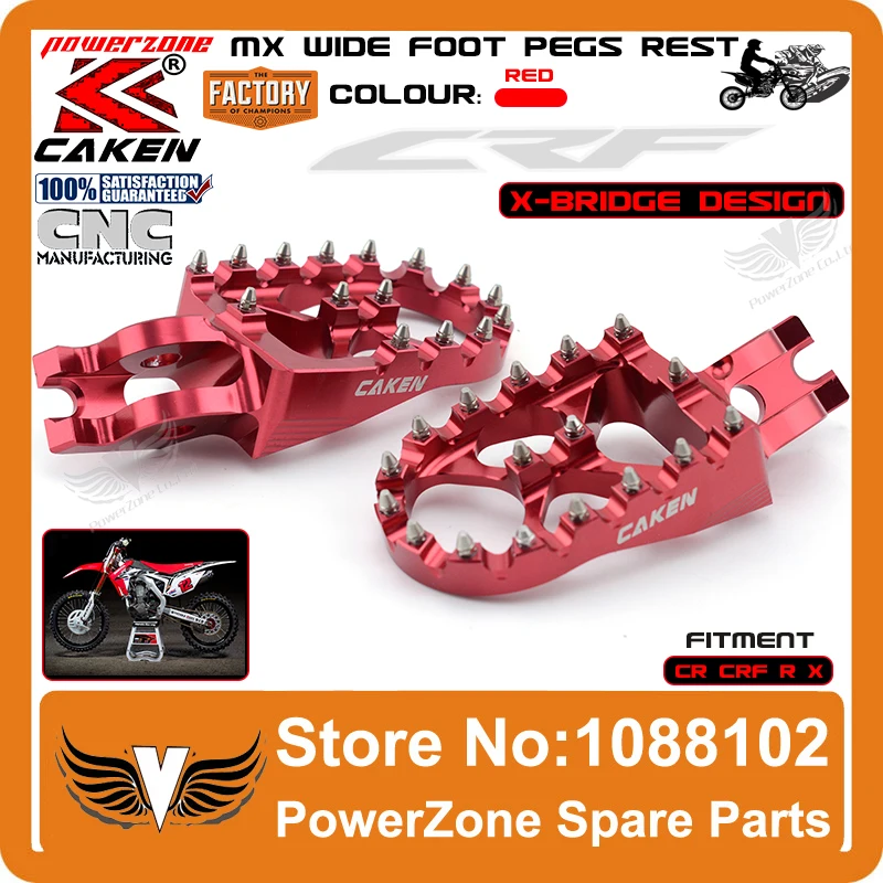 Billet MX Wide Foot Pegs Rests Pedals X Bridge CR125 CR250 CRF450X CRF230F CRF250R CRF250X CRF450R Offroad Dirt Bike Motocross