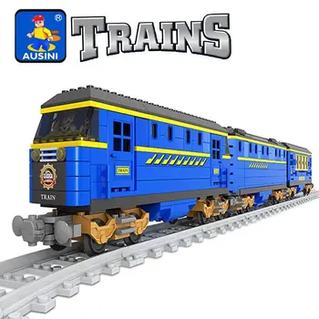 Model building kits compatible with lego city trains rails traffic 66 3D blocks Educational model building toys hobbies