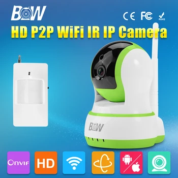 Smart P2P Mini IP Camera 720P HD P/T Wireless Wifi Concealed Kamera Baby Monitor CCTV GSM Burglar + Infrared Motion Sensor Alarm