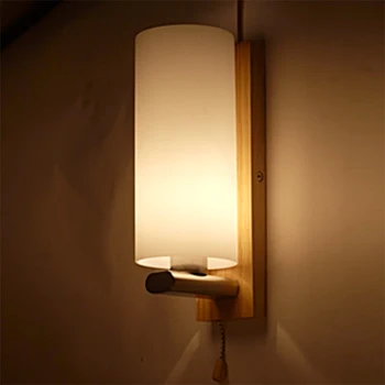 Modern Simple Wooden LED Wall Lamps Fixtures For Home With Switch Wall Sconce Balcony Hallway Wandlamp Arandelas De Pared