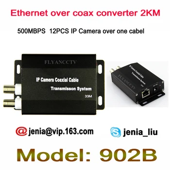 Ethernet Extender over coax one cable converter 2KM for 3MP 2MP IP cameras, RJ45 Network Video over coaxial cable