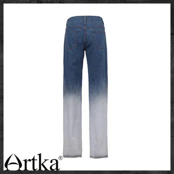 Artka Women's Spring New Gradient Color Low Waist Straight Whitewashed Soft Skin-Friendly Skinny Jeans KN14058C