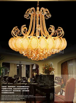 Directly :80cm golden LED European style crystal droplight contracted bedroom chandelier crystal lamp 30-41W