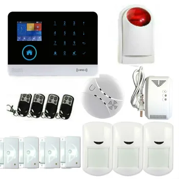 Wireless WiFI Home Alarm System Android IOS APP GSM GPRS Alarm System Home Security with Smoke Detector Wireless Strobe Siren