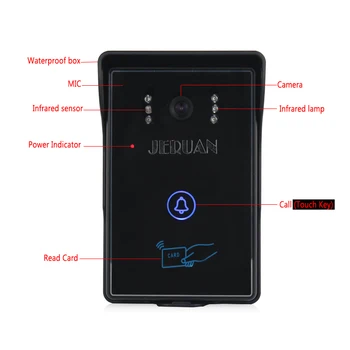 JERUAN Home 4.3`` LCD Video Door Phone intercom System Kit 700TVL RFID Waterproof IR Night vision Camera Electric control lock