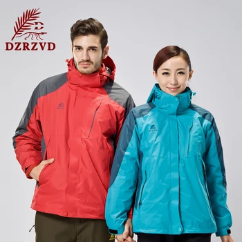 Winter Outdoor Ski Windbreaker Jackets Men Women Waterproof Warm Fleece Double Sets Mountaineering Camping Coat Jackets 15012