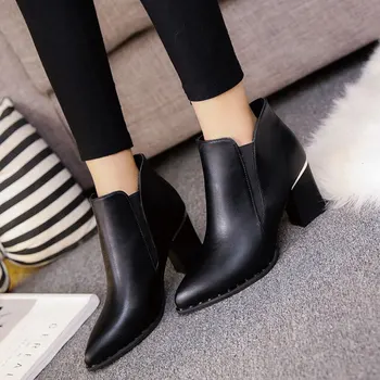2017 Spring Women Shoes Chelsea Boots PU Buckle Ankle Black Bottom Boots China Female Sliver Boots Red Woman Shoes SFCB002