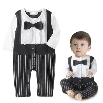 2pcs Newborn Baby Baby Boy Girl Toddler Cute Long Sleeve Gentleman Romper Jumpsuit Outfit Clothes Playsuit Rompers Clothing