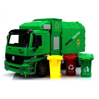 Big Size Jumbo Children's Large Man Side Loading Garbage Truck Can Be Lifted With 3 Rubbish Bin Toy Car Wholesale children gift