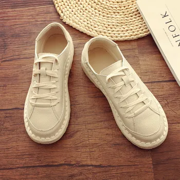 2017 NEW WOMEN CASUAL SHOES LACE-UP SOLID TETRO HANDMADE GIRL FASHION SHOES WOMEN FLATS SHOES SIZE 35 -40
