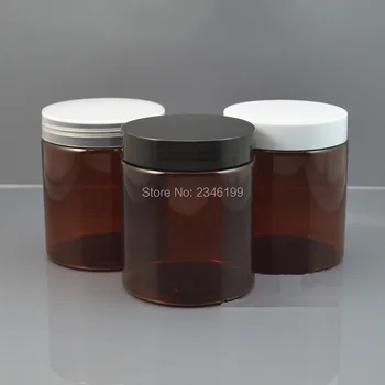 250G Plastic Jar Dark Brown Color Plastic Pot with Plastic Lid, Cosmetic Cream Packing Container PET Material. 10 pcs/Lot