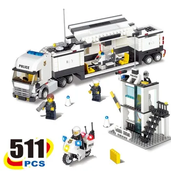 Building Blocks Toys kazi 6727 City Police Trucks Command Compatible With Plastic Bricks Scale Models Kazi Brand