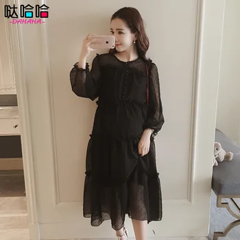 Ladies pregnancy Lace Women's maternity dresses clothes Girls dress for pregnant women Spring Summer fall costumes Black