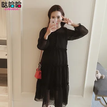 Ladies pregnancy Lace Women's maternity dresses clothes Girls dress for pregnant women Spring Summer fall costumes Black
