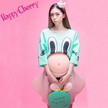 Happy Cherry Maternity Photography Props Cotton Short Dress Pregnant Photo Shoot Pregnance Portrait Culottes Suits & Jacket Bag