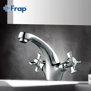 Frap Silver Brass bathroom Basin Faucet Dual Holder Single Hole control Comprising accessories F1024