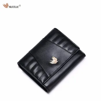 Nucelle Brand New Design French Style Threads Cow Leather Women lady Short Wallets Cards Holder Coin Purse