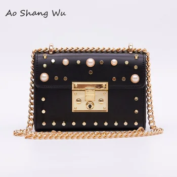 Fashion European style candy color studs pearl decorated luxury shoulder bag mini pearl evening bag