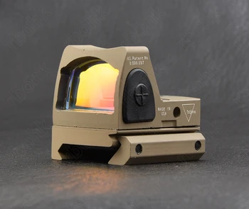 Tactical mini rmr style 1x red dot sight scope picatinny rail mount and glock base Key switch 6 MOA TAN M6327